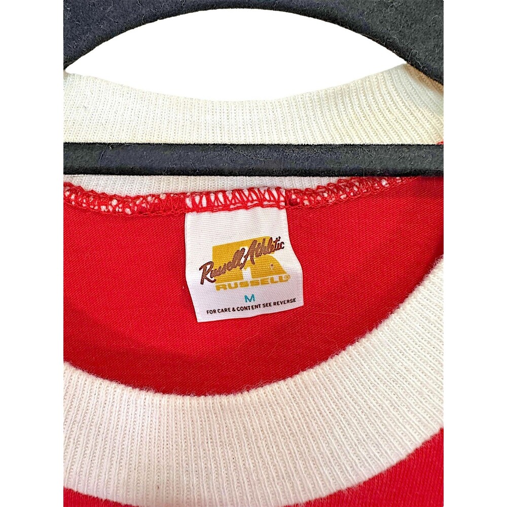 Vintage Russell Athletics Stanford Ringer Crop Top T-Shirt Medium - Picture 6 of 8